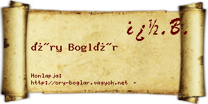 Őry Boglár névjegykártya